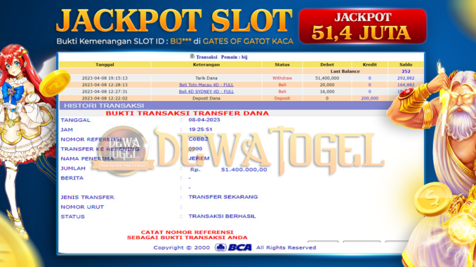 bukti jp dewatogel #152