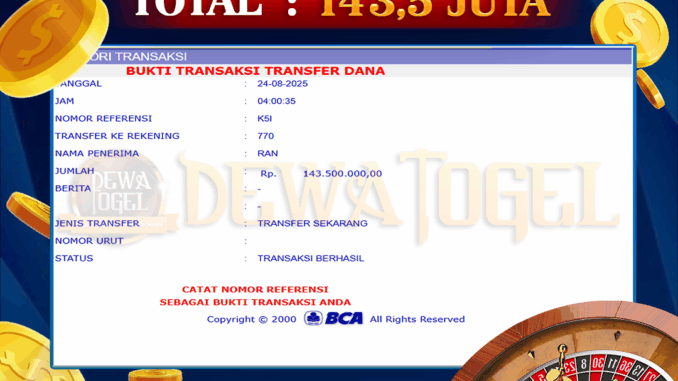 Bukti JP Dewatogel Casino-